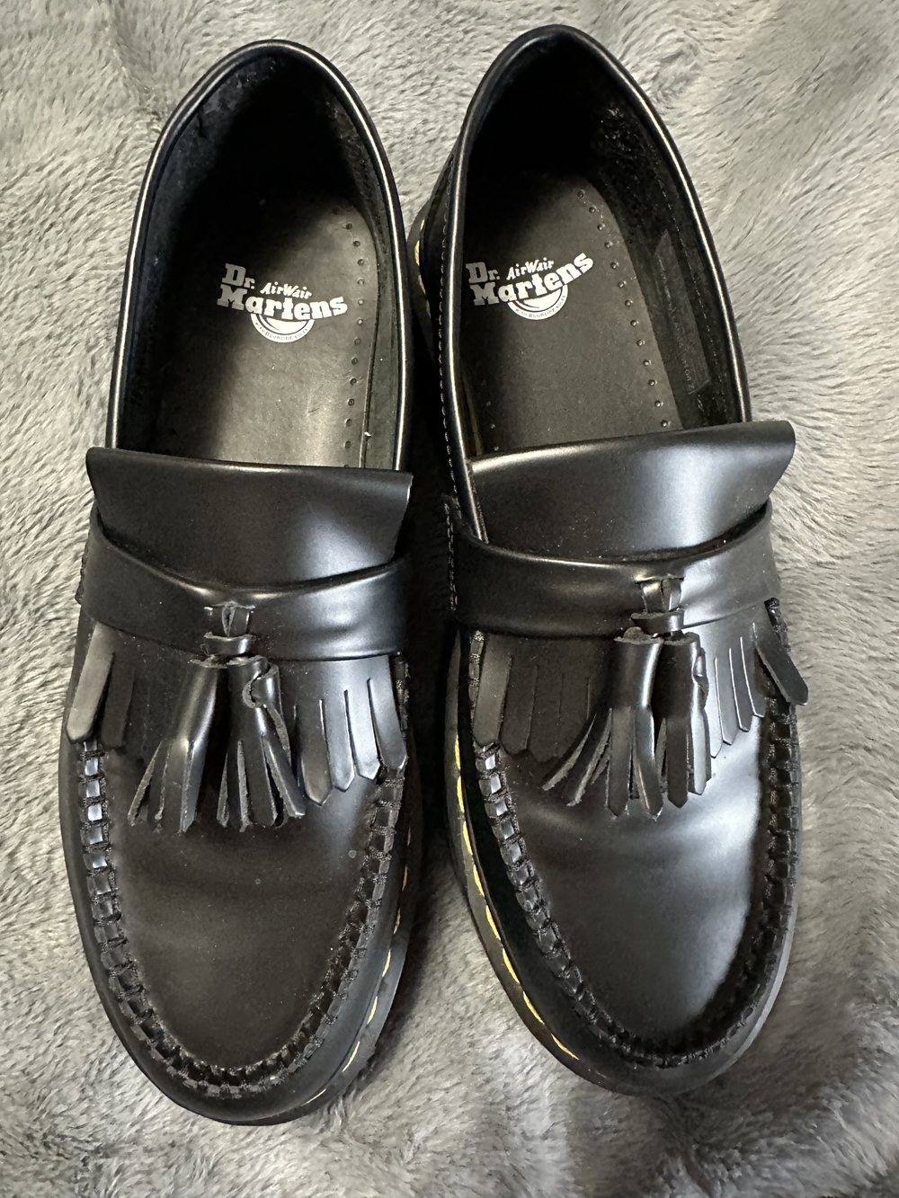 Dr. Martens Black Leather Tassel Kiltie Loafers